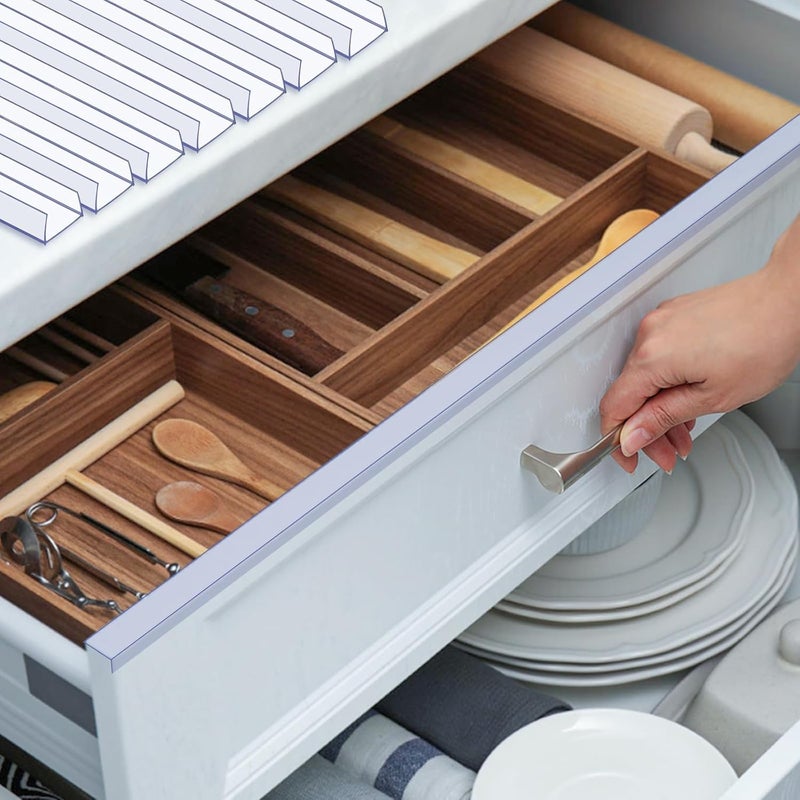 CHolic 20 Pcs 18" Length 3/4" Thick Cabinet Edge Protector, Plastic Drawer Protector Edge Guard, Clear Cabinet Protector for Kitchen, Bathroom and Office - Image 1